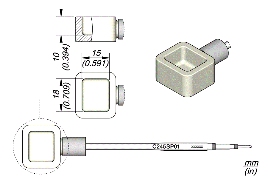 C245-SP01 - Solder Pot Cartridge 18 x 15